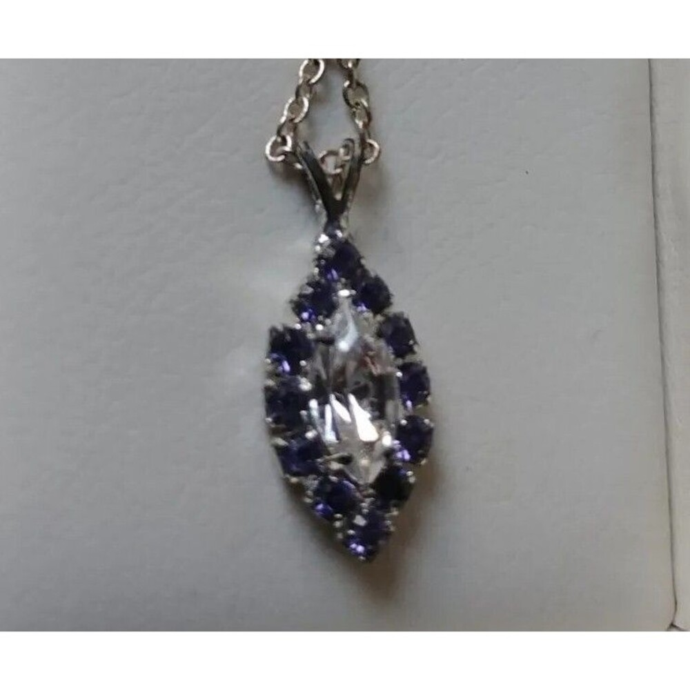 necklace 20 inch Marquise Simulated Cz Purple simulated Tanzanite accent stones